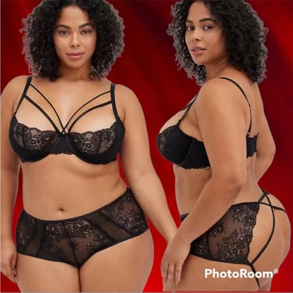 NWT TORRID SET- open cut out back high waist panty & strappy bra - Picture 2 of 10